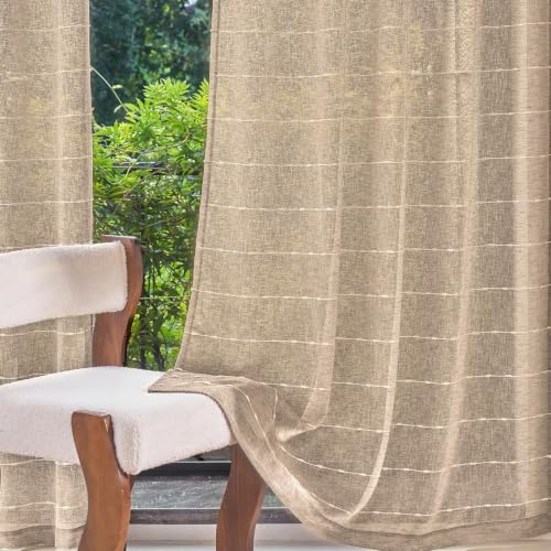 Taupe Sheer Curtains 72 Inches for Living Room Faux Linen 2 Panels - color: Taupe, size: 52"W x 72"L (Pack of 2)