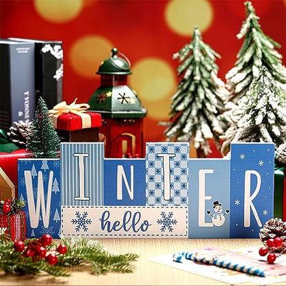Hello Winter and Merry Christmas Wooden Sign Office Home Decor - style: Santa Claus