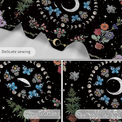 WEENEO Boho Butterfly Moon Tapestry Wall Hanging,Purple Floral,60x40 Inch - color: Black, size: 40"L x 60"W