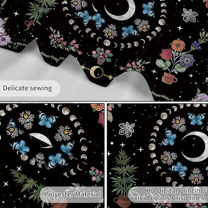 WEENEO Boho Butterfly Moon Tapestry Wall Hanging,Purple Floral,60x40 Inch - color: Black, size: 40"L x 60"W