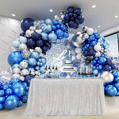 Patimate Blue Silver Confetti Latex Balloons Set 50 pcs 12 inch - color: Blue Silver