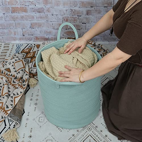 XUANGUO Cotton Rope Laundry Basket Hamper for Clothes Large Light Green - color: light green, size: Regular