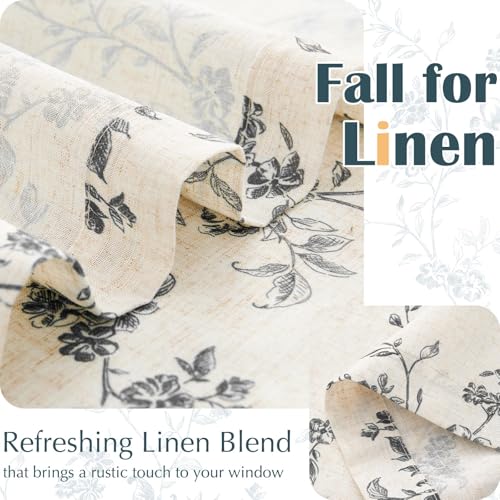 jinchan Floral Linen Kitchen Tier Curtains, 20 Inch, 2 Panels, Black - color: Alisa Black, size: 26"W x 20"L (Pack of 2)