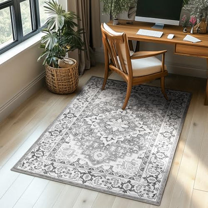Lessymo 3 x 5 Area Rugs for Living Room, Machine Washable Boho Carpets Grey - color: Grey Beige, size: 3' x 5' (Rectangular)