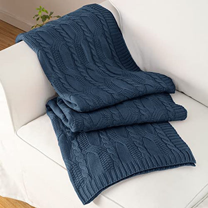 Aormenzy Knit Throw Blanket, Dark Slate Blue, 50" x 60" - color: Dark Slate Blue, size: 50" x 60"