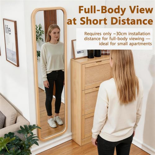 Anwick Full Length Floor Mirror Wood Frame Standing Mirror Natural 63 in - color: Natural