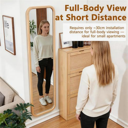 Anwick Full Length Floor Mirror Wood Frame Standing Mirror Natural 63 in - color: Natural