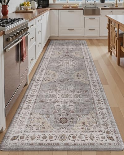LUMI Kitchen Floor Mat Cushioned Anti Fatigue Runner Rug, 24"x87" - color: Soft Grey, size: 87"L x 24"W x 0.4"Th