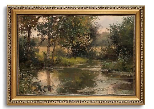 Vintage Gold Framed Wall Art English Countryside Canvas 12x16in - color: landscape2, size: 16"L x 12"W