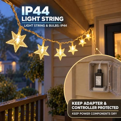 ANJAYLIA Star Light 100 LED Plug in String Light with Remote & Timer - color: Warm White 42 FT