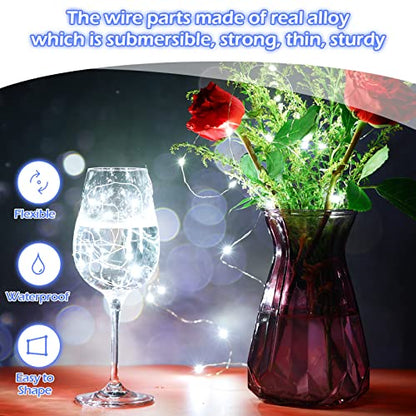 Hortsun 100 Pack Battery Operated Fairy Lights 7 ft 20 LED, Cool White - color: Cool Light