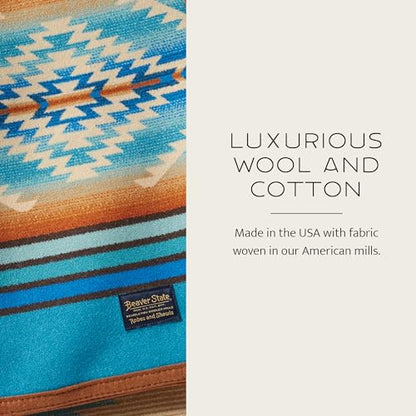 Pendleton Jacquard Unnapped Blanket, Wool Cotton Blend, Reversible, 64 x 80 - color: Fire Legend Sunset, size: Twin (64" x 80")