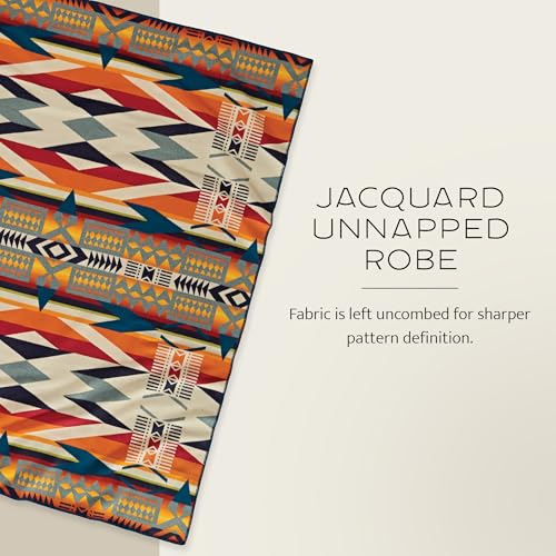 Pendleton Jacquard Unnapped Blanket, Wool Cotton Blend, Reversible, 64 x 80 - color: Fire Legend Sunset, size: Twin (64" x 80")