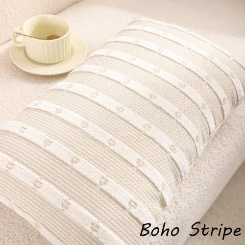 Beige Boho Outdoor Throw Pillow Covers 12x20 Set of 2 - color: Beige, size: 20" x 12" (Pack of 2)