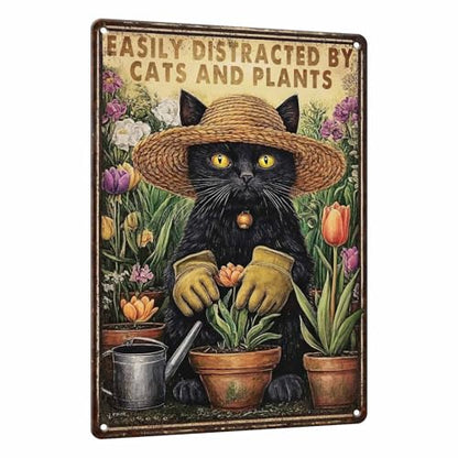 PEACHGARDEN Funny Cat Signs, Metal Garden Signs for Outside, 8x12 Inch - color: Funny Cat Signs, size: 20X30cm(12*8in)