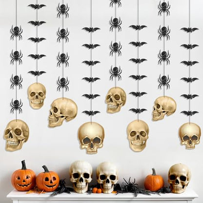 KatchOn Glitter Skull Garland for Halloween, Pack of 8