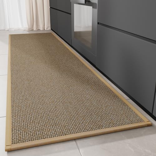 Hargiis Kitchen Rug, Rubber Non Slip Kitchen Rugs Washable, Absorbent Runner Mat for Floor, Machine Washable Standing Mats for in Front of Sink, Door, Laundry, Entryway, Hallway (Brown, 70" × 20") - color: Brown, size: 70" x 20"