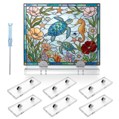 6 Pcs Small Acrylic Adjustable Glass Display Stand Adjustable Glass Display Stands for Aartwork Stained Ceramic Tiles Plaques for Picture Collectibles Office Trade Show Home