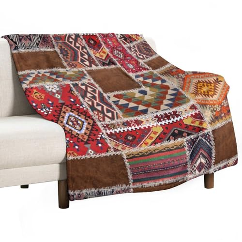 Southwest Aztec Throw Blanket, Native Bohemian Retro Patchwork Traditional Geometric Soft Flannel Blanket Warm Blankets for All Seasons, Bed Couch Sofa 30"x40" - color: Aztec-3, size: 30"x40"