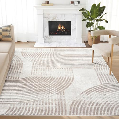 Abani 10x14 Viva Area Rug, Cream Beige Mid Century Modern Arch - size: 10' x 14' (Rectangular)