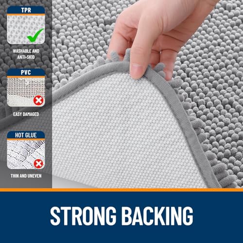 OLANLY Toilet Rugs U-Shaped 20x20, Soft Absorbent Chenille Contour Rugs - color: Grey, size: 20" X 20" Contour Rug
