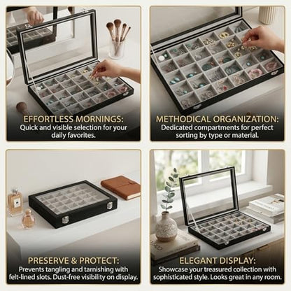 Stratalife 12 Grid Bracelet Jewelry Box, Bangle Holder Organizer with Lid - color: Gray-Black, size: 12 Grid
