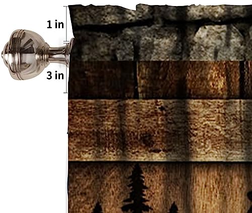 Retro Bear Curtain Valances,Rustic Woodland Wild Animal Rod Pocket Window Valance,Farmhouse Stone Wall Wooden Board Print Blackout Short Topper Curtain for Living Room Kitchen,54x18in - color: Bear-2