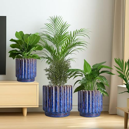 Ceramicfor Ceramic Plant Pots, 7.6 Inch, Blue - color: Blue, size: 7.6 Inch