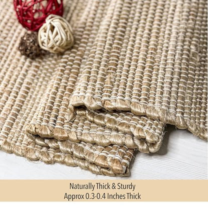 Chardin Home 13x90 Inch Handcrafted Table Runner – Eco-Friendly Natural Jute and Hemp – Rustic Boho Farmhouse Table Decor – Sustainable Dining Table Accent for Everyday or Special Occasions - size: 13x90 Inch.