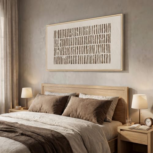Large Framed Neutral Abstract Wall Art for Living Room, Horizontal 30x60 In - color: Beige and Brown, size: 60"L x 30"W
