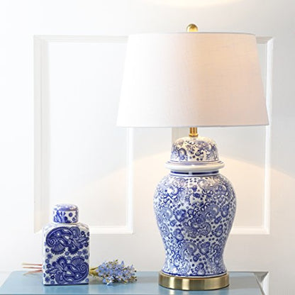 JONATHAN Y Ellis Chinoiserie Ginger Jar Table Lamp 29.5", Blue/White - color: Blue/White