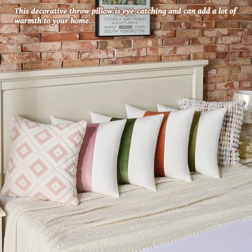 AmHoo Boho Chenille Pillow Cover,18 x 18-Inch Brown White - color: Brown White, size: 18" x 18" (Pack of 1)