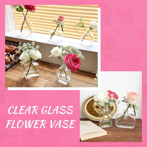 33pcs Glass Small Bud Vases Set - 9 Styles Clear Bud Vase - color: Clear Set of 33