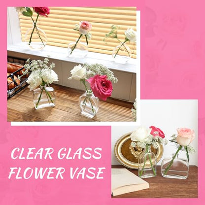 33pcs Glass Small Bud Vases Set - 9 Styles Clear Bud Vase - color: Clear Set of 33