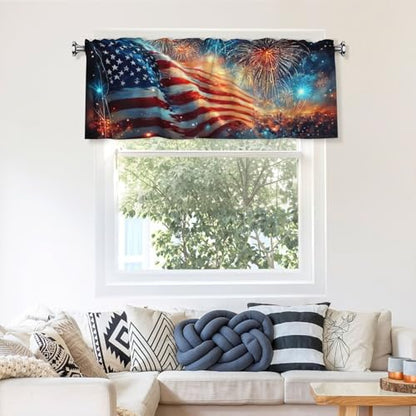 Flag Curtain Valance 54x18 Inches Window Treatment Rod Pocket Valance for Kitchen Bathroom Bedroom - color: Flag