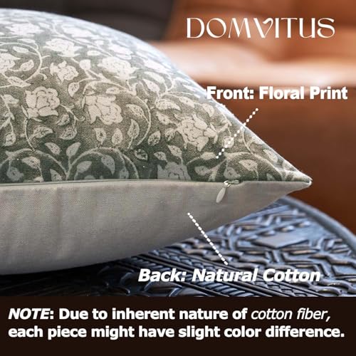 DOMVITUS Floral Pillow Covers 18x18, Throw Pillows for Couch, Floral Print Pillow Cover, Decorative Neutral Accent Throw Pillow Covers for Living Room, 1PC, Laurel Green - color: Laurel Green, size: 18" x 18" (Pack of 1)