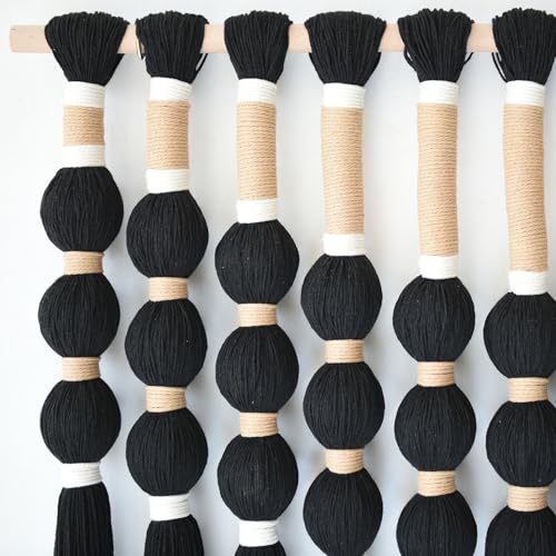 Macrame Wall Hanging Black Knot ball Fiber Wall Art Handmade 27"W*33"L - color: Black