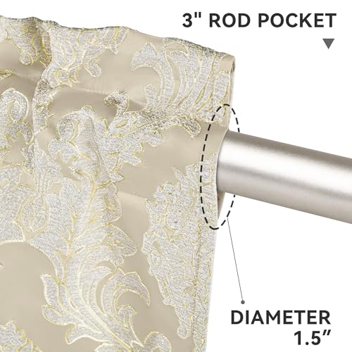 Loom and Mill Elegant Damask Valances for Windows, Apricot Beige, 54"x18" - color: Alps-apricot Beige