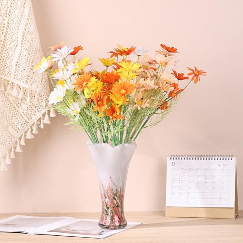 9.0" H Pink Red Glass Vases for Flower, Unique Hand Blown Glass Vase - color: Pink Red