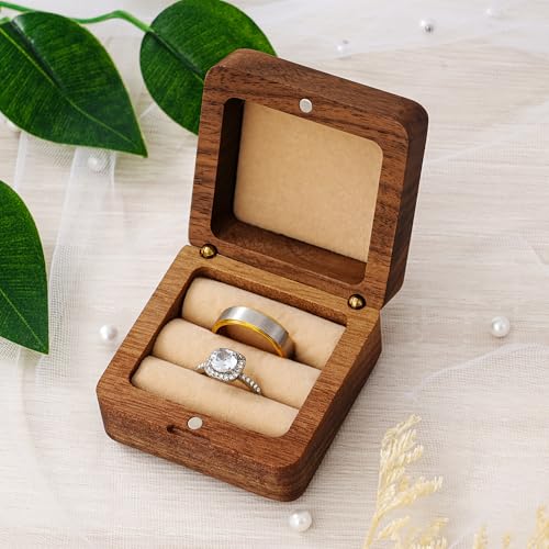 KWOOD We Do-Custom Wooden Wedding Ring Box, Personalized Metal Name Wooden Ring Box, Wedding Ceremony Ring Holder, Anniversary Birthday Gift Idea - style: G-We Do