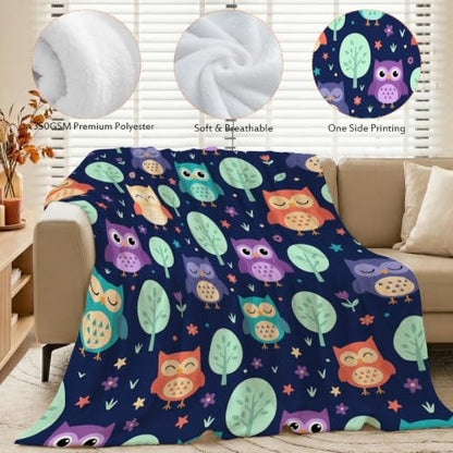 Jekeno Owl Navy Blue Throw Blanket 50"x60", Gifts for Women Men Kids - color: Navy Blue, size: 50"x60"