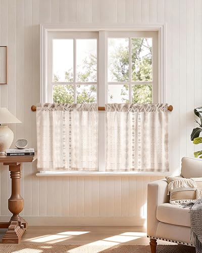 Miss Adola 24 Inch Length Kitchen Tier Curtains, Striped Farmhouse - color: Striped Farmhouse, size: 28"W x 24"L (Pack of 2)