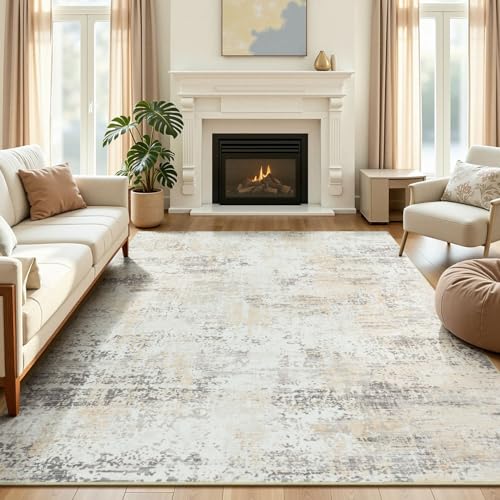 5x7 Area Rugs for Living Room Bedroom, Washable Non Slip Beige Rug - color: Beige, size: 5' x 7' (Rectangular)