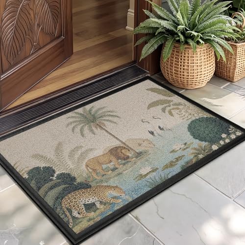 Color&Geometry Front Door Mat Outside Entrance, 24x36 Waterproof All-Season, All-Weather Doormat, Fade Resistant, Easy Clean, Low Profile Patio Porch Entryway Mat, Exotic Jungle Oasis - color: Exotic Jungle Oasis, size: 24"x36"