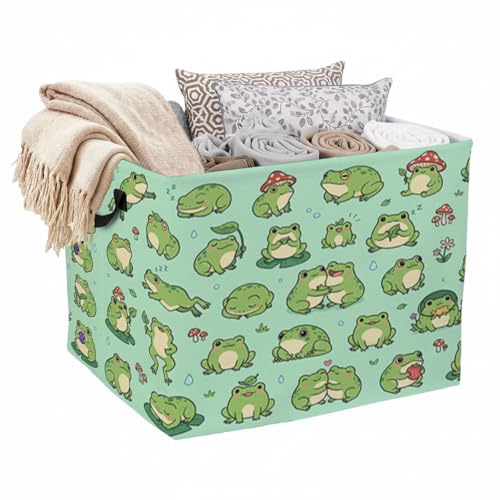 Cartoon Frog Laundry Hamper, 56L Large Foldable Laundry Basket with Handles, for Family Clothes, Toy Storage Bin, Blankets,Decorative Organizer for Shelves & Closet Home Decor Bedroom & Nursery - color: Cartoon Frog