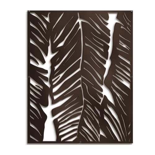 SIGNLEADER Metal Wall Art Decor Bronze Plant Leaves Minimalist Modern Abstract Wall Sculpture Hangings Home Decoration for Living Room, Bedroom, Bathroom, Kitchen, Outdoor - 18" Bronze - color: Lan16-2311-yuk16, size: 18"L x 18"W