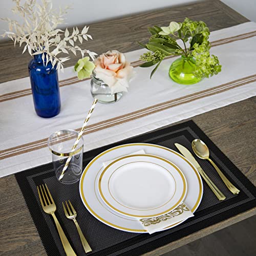 Neatiffy 200 Pcs Gold Plastic Silverware Disposable Cutlery Set, Includes 50 Forks, 50 Spoons, 50 Knives, 50 Medium Forks, Utensils Set for Catering, Parties, Dinners, Weddings - color: Gold Cutlery only