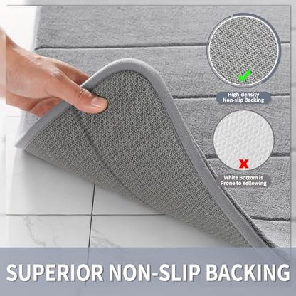 Yimobra 60"x24" Extra Long Memory Foam Bath Mat, Super Soft Bath Rug - color: Grey, size: 60" X 24"