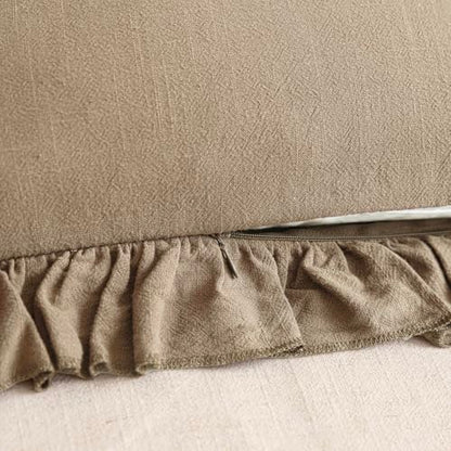 Foindtower Linen Fringe Ruffle Throw Pillow Covers 20×20 Inch Light Brown - color: Cocoa Brown, size: 20" x 20" (Pack of 2)