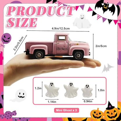 Pink Halloween Ghost Truck Decor with Spooky Cute Ghost Figurines - color: Halloween-pink